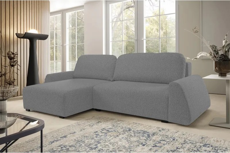 Narożnik ALMI Lewostronny z funkcją spania, wolnostojący tkanina EXCITE ME 05 Srebrny