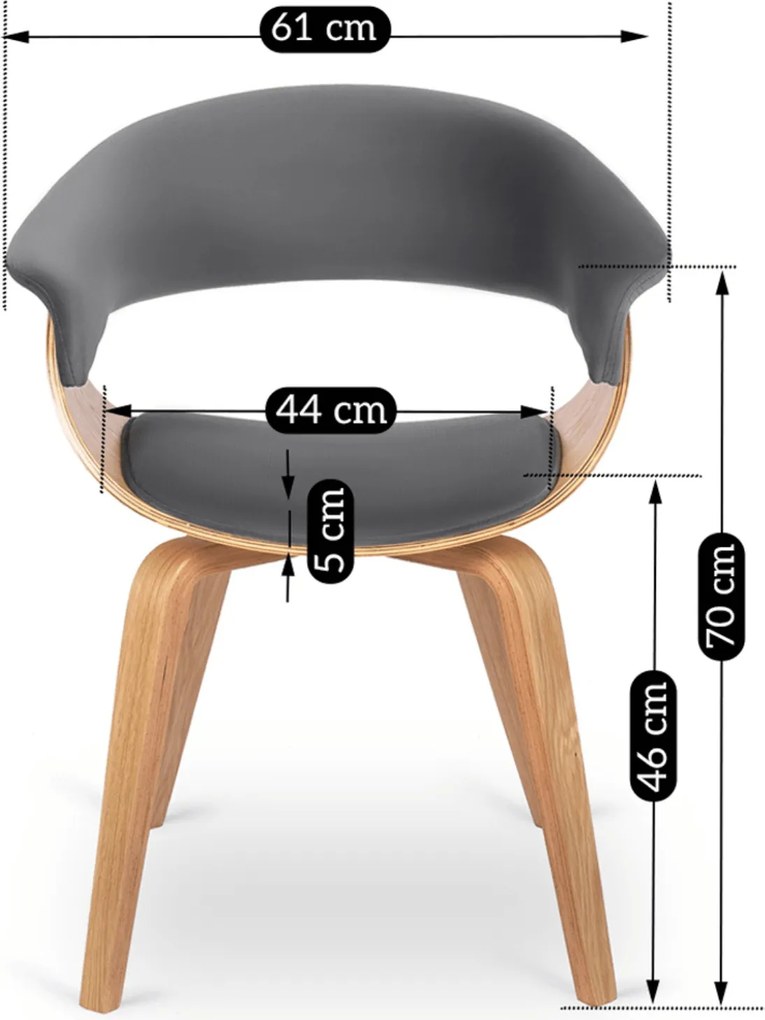 Krzesło Tapicerowane z Drewna Giętego GARY Dąb Złoty/Szare Nowoczesne Loft