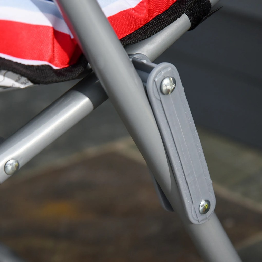 Outsunny zestaw leżaków z poduszkami składany kolor czerwony, 60 x 75 x 65-102 cm