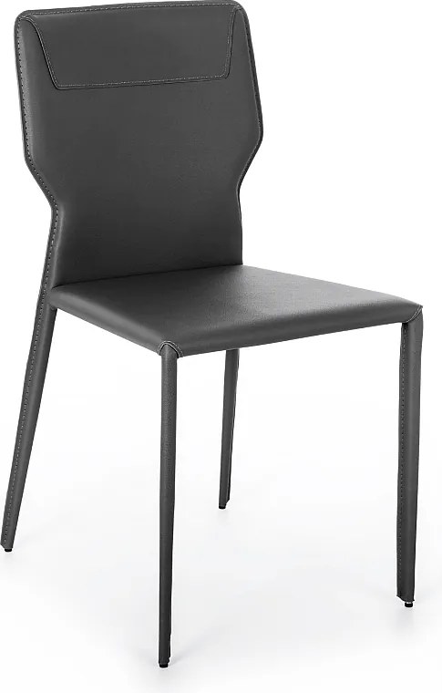 Zestaw 2 nowoczesnych krzeseł "Quito" ze skóry ekologicznej w kolorze ciemnoszarym z metalowymi nogami, 44x56 cm, 86,5 h