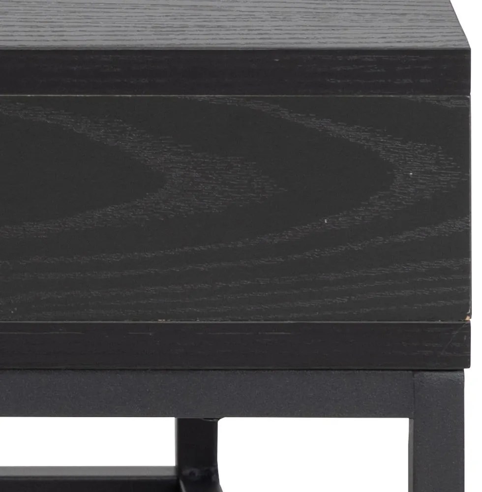 Czarny stolik z blatem w dekorze jesionu 80x80 cm Willford – Actona