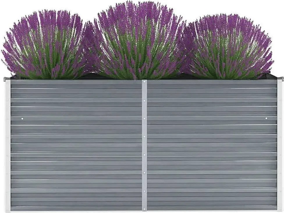 Podwyższony ogródek warzywny z ocynkowanej stali 160x40x77 cm - Szary, odporny na warunki atmosferyczne i łatwy w montażu