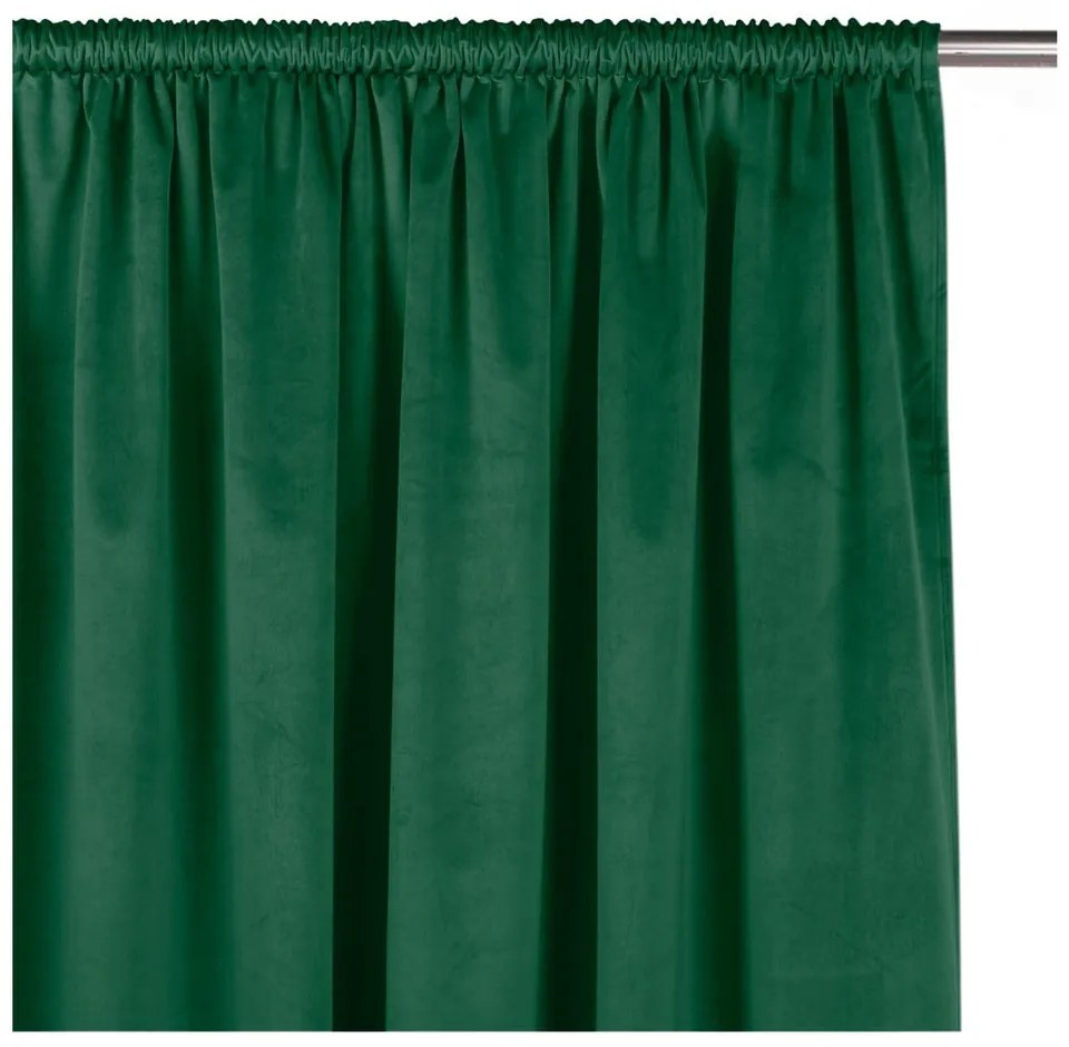Zielona aksamitna zasłona częściowo zaciemniająca (dimout) 530x175 cm Velto – Filumi