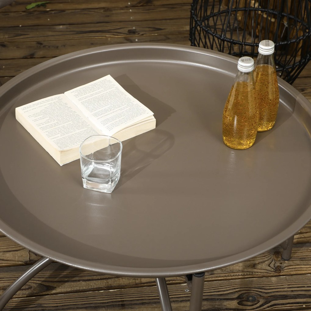 Outsunny Zestaw 2 Krzeseł Ogrodowych Składany Koszyk na Siedzisko 2-w-1 Puf Design | Aosom PL