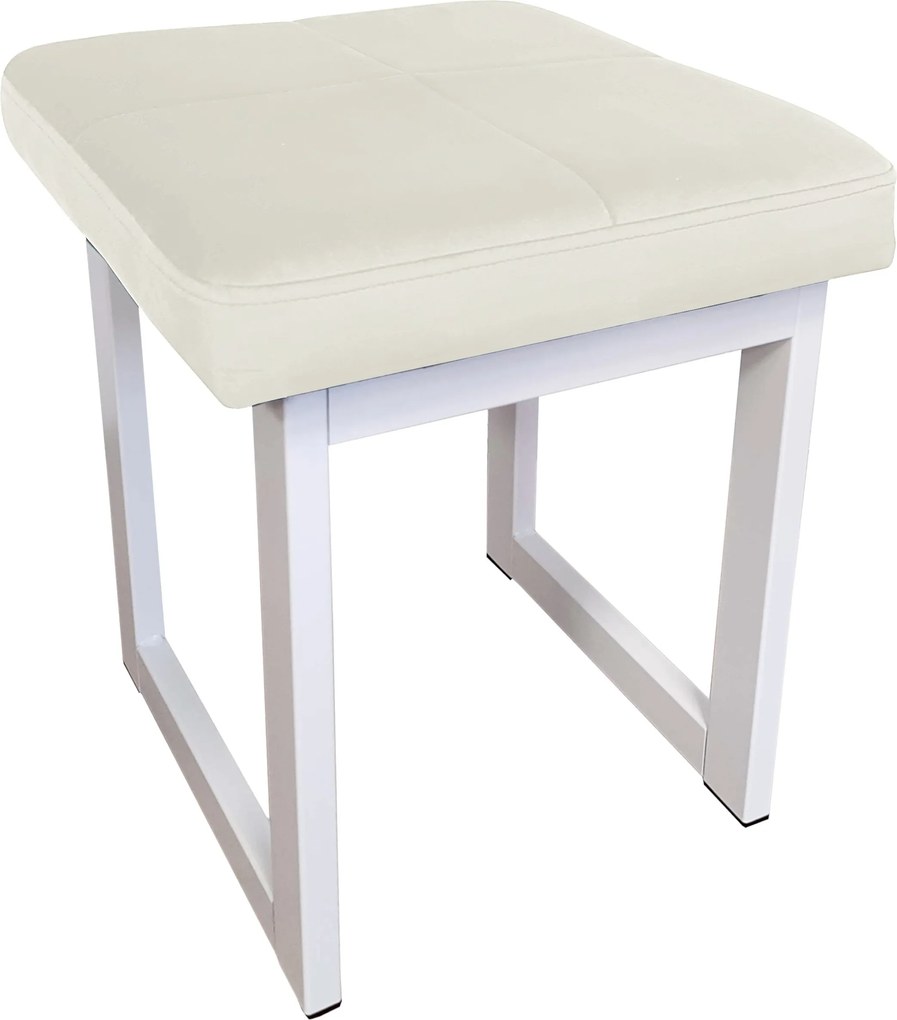 Taboret SOLID tkanina Welur stelaż metalowy STOŁEK LOFT : Kolor Stelaża - Biały, Kolor tkaniny - VELVET - MG50, Typ tkaniny - Velvet, Wysokość - 45 cm