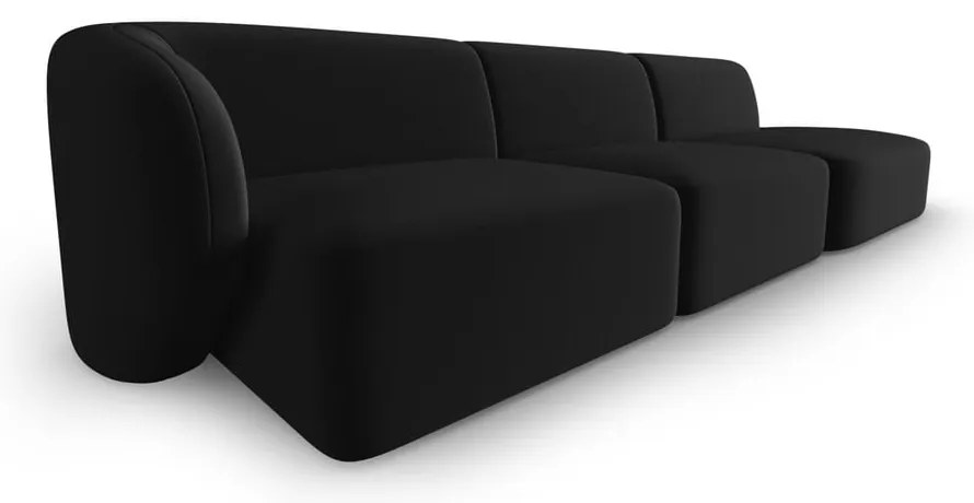 Czarna aksamitna sofa lewostronna 311 cm Paolo – Milo Casa
