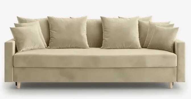Sofa z Funkcją Spania MARIELA Beżowa Welurowa Nowoczesna
