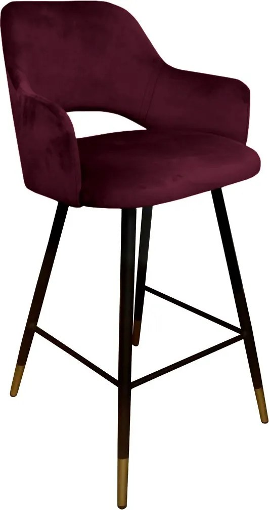 Hoker Milano krzesło barowe tkanina Welur podstawa metalowa : Kolor nogi - Czano-złota stożek, Kolor tkaniny - VELVET - MG02, Typ siedziska - Siedzisko stałe