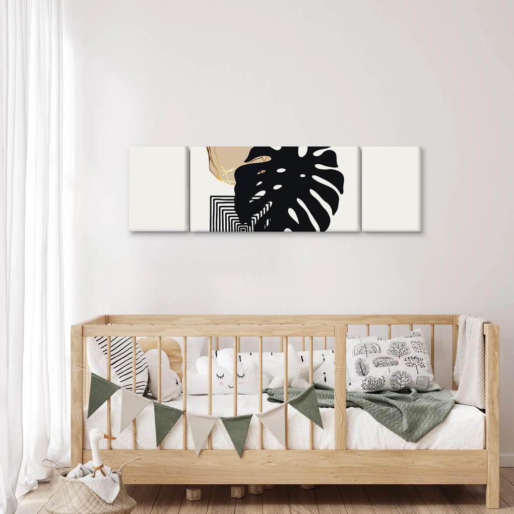Obraz - Abstrakcja z tropikalnymi liśćmi N⁰2 (170x50 cm)