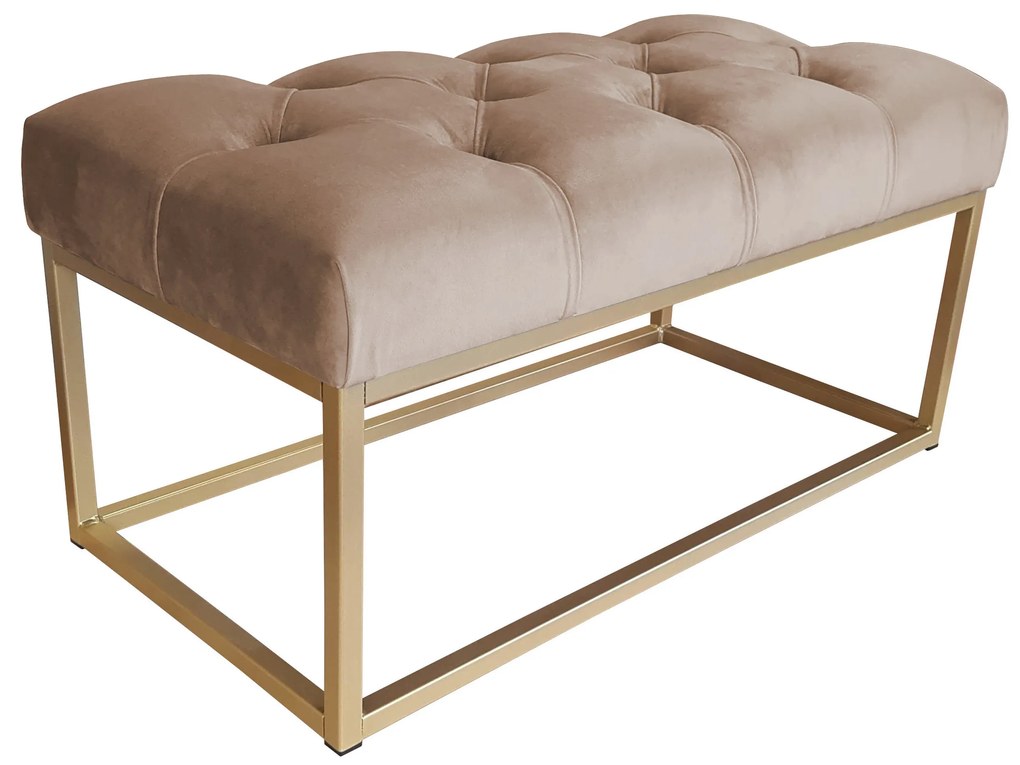 Ławka CHESTERFIELD LOFT podstawa złota pufa podnóżek MG06