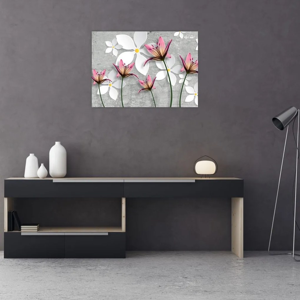Obraz na szkle kwiatowej abstrakcji (70x50 cm)