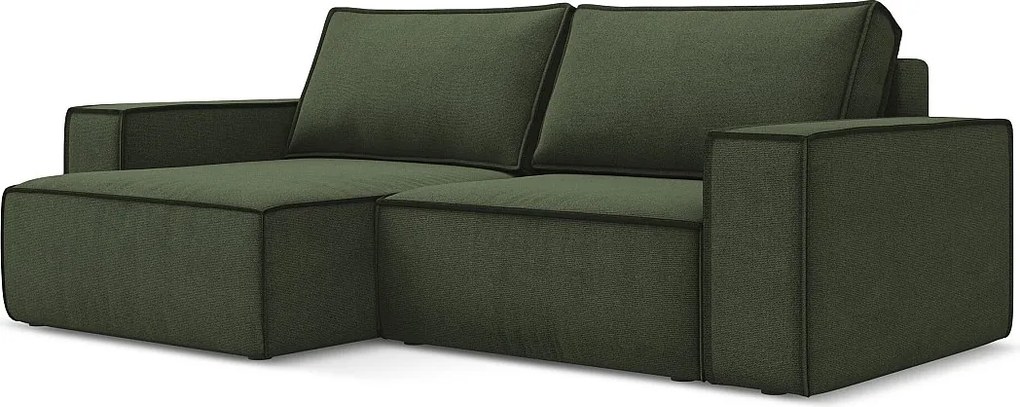 Narożnik lewostronny z funkcją spania - z tkaniny strukturalnej - oliwkowy - KIMO