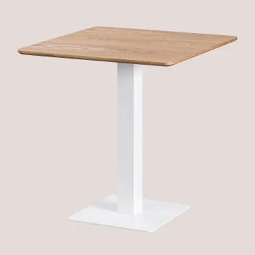 Kwadratowy Stolik Barowy Z Forniru Jesionowego Espresso Biały & ↔︎ 70 Cm - Sklum