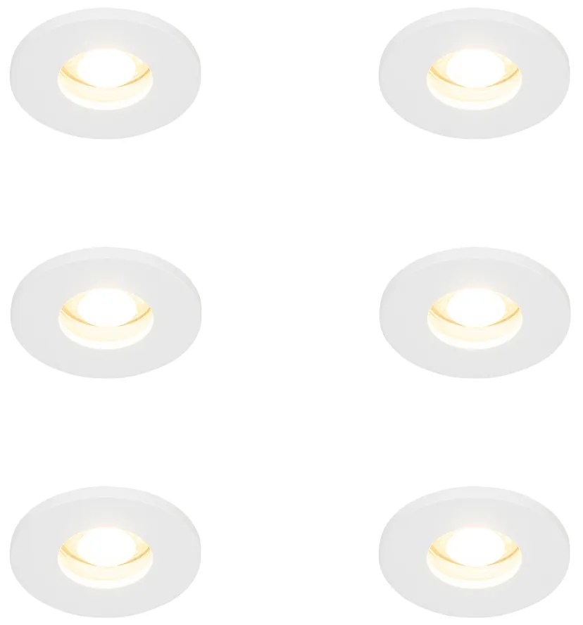 Zestaw 6 nowoczesnych, wpuszczanych reflektorów łazienkowych, biały - Shed