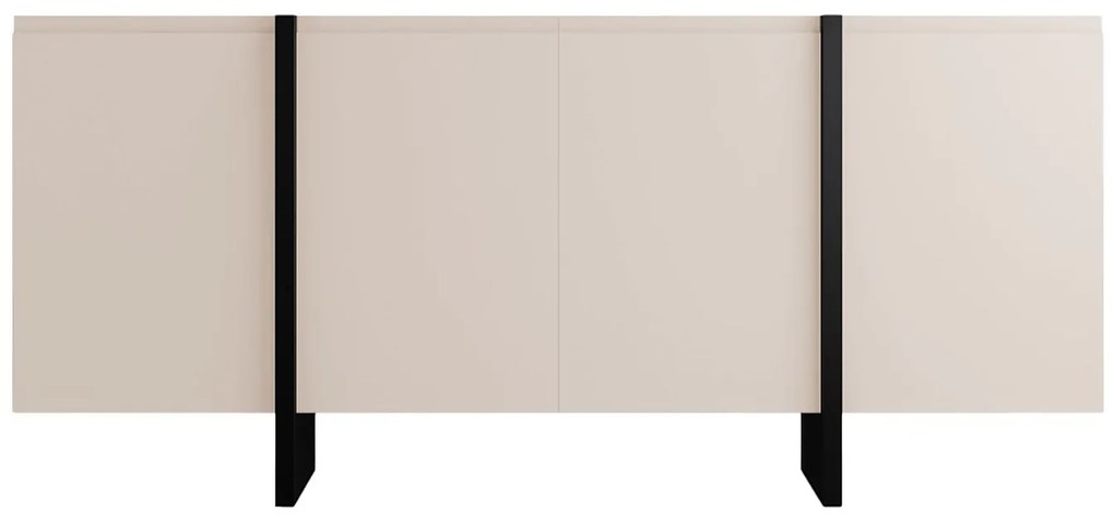 Komoda 4-drzwiowa z MDF - Beżowy i Czarny - LUVONIA