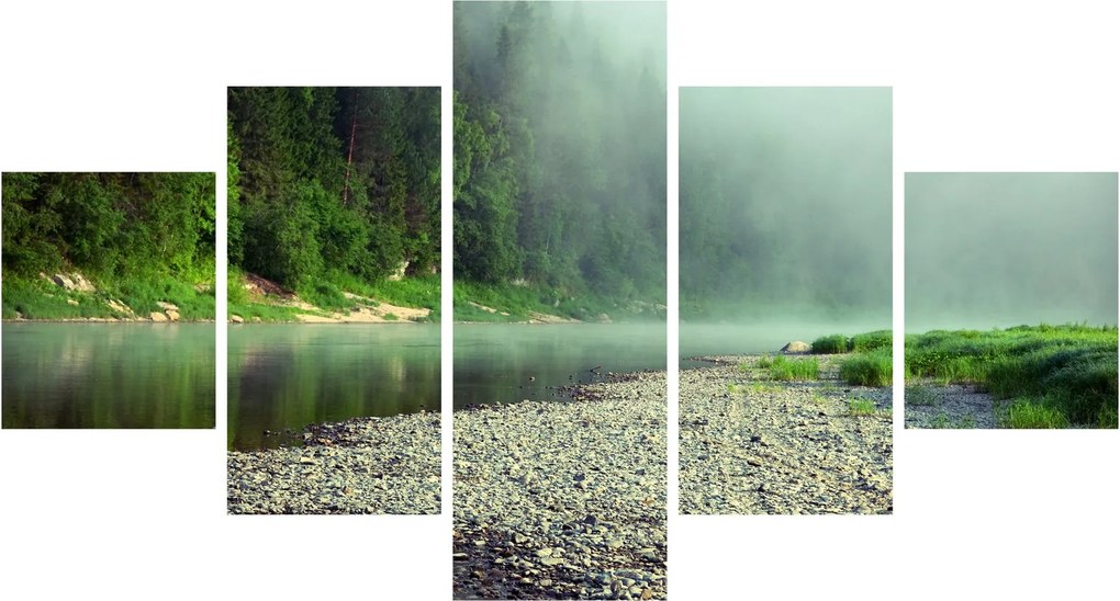 Obraz - rzeka przy lesie (125x70 cm)