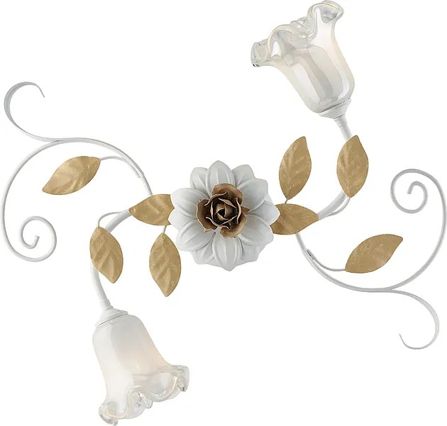 Lampa sufitowa z żelaza lakierowanego na biało w stylu shabby z 2 światłami, wys. 17 x Ø52 cm, BL274-PL2-BCO
