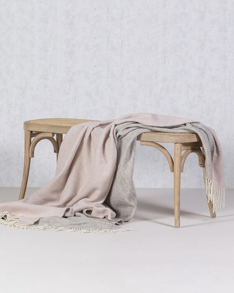 Pled Merinos 140x200 cm melange grey pink