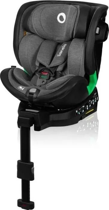 Lionelo - Obrotowy fotelik samochodowy z bazą HARMONY i-Size 40-150 cm czarny/szary