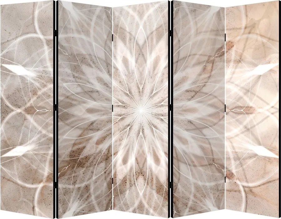 Parawan pokojowy 5-częściowy 225x172 Dwustronny dekoracyjny boho zen Beżowy Piaskowa Mandala
