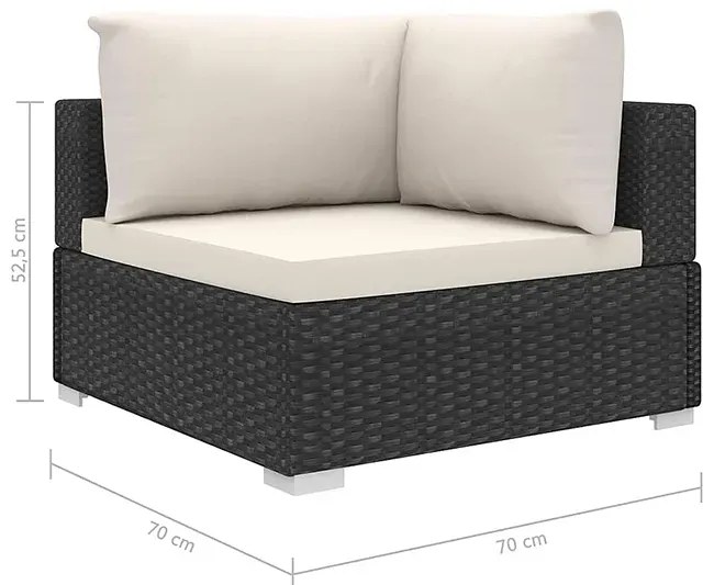 Czarno-kremowy 6-częściowy wypoczynkowy zestaw do ogrodu W1-M00