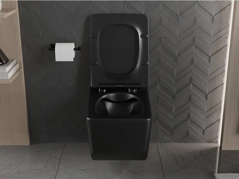Mexen Vera miska wc Rimless z deską wolnoopadającą slim, duroplast, czarna mat - 30164070