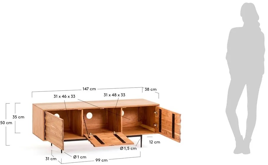 Szafka pod TV Kave Home Delsie, 147x50 cm