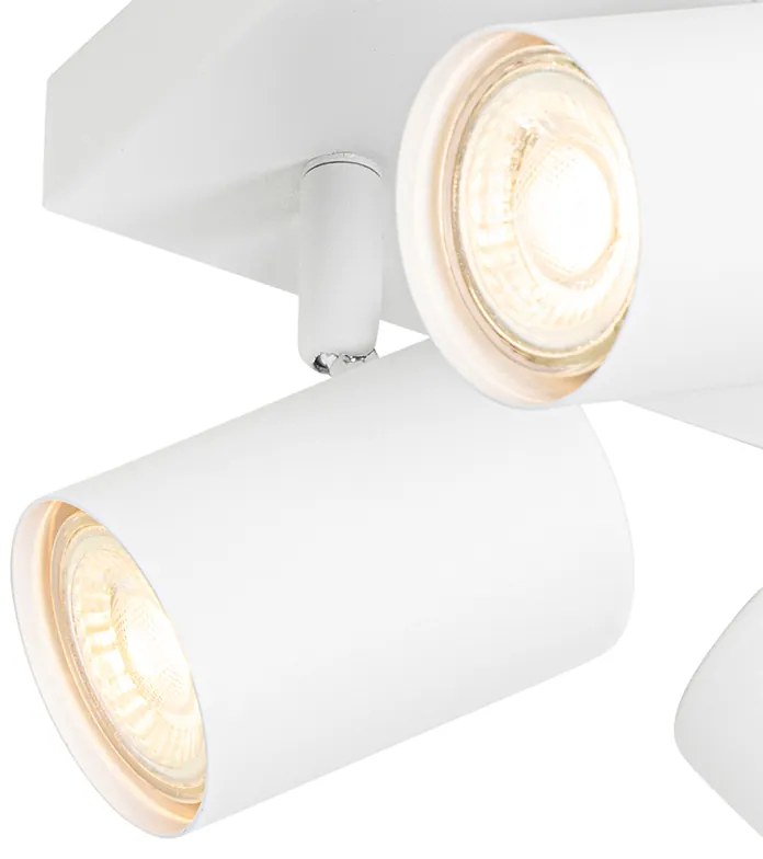 Nowoczesna lampa sufitowa biała 4-punktowa regulowana kwadratowa - Jeana Nowoczesny Oswietlenie wewnetrzne