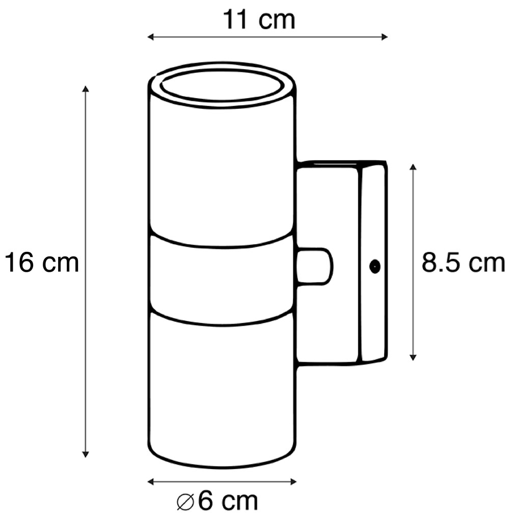 Zestaw 2 lamp zewnętrznych ściennych czarnych IP44 - Duo