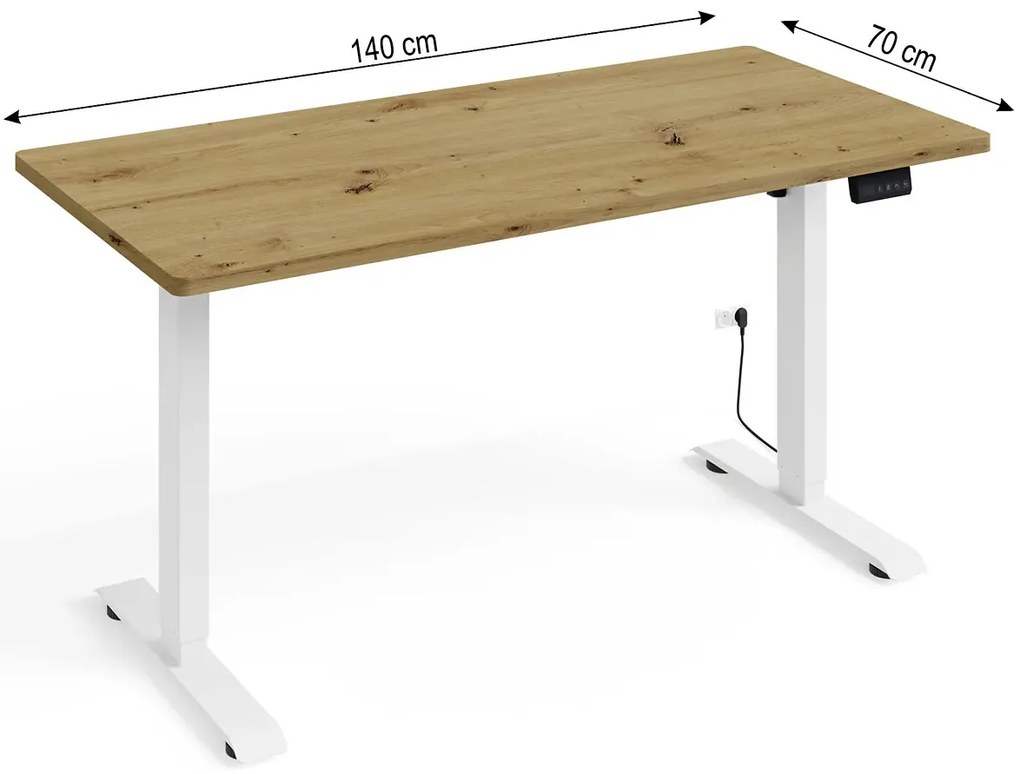 Regulowane biurko dąb artisan + biały L0-D89