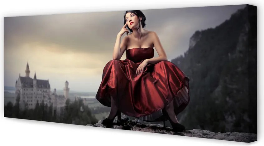 Fotoobraz na płótnie Kobieta w Sukni w Górach