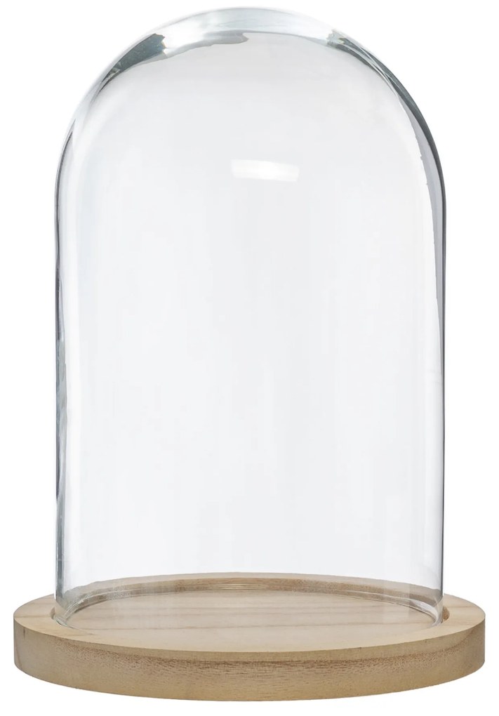 Szklana kopuła, Ø 18 cm, na drewnianej podstawie