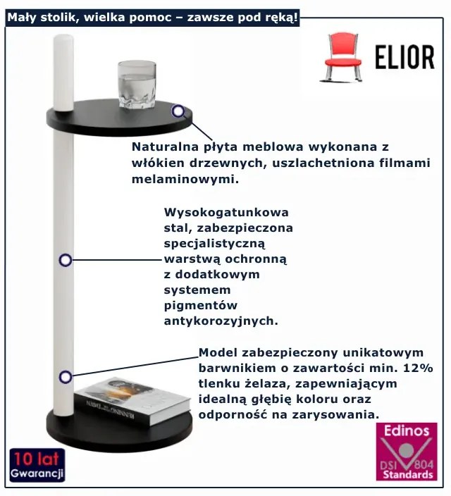 Czarny stolik pomocniczny o salonu  H8-Z29