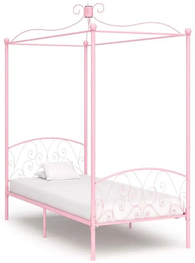 Różowe metalowe łóżko pojedyncze 90x200 cm - Ifrexi