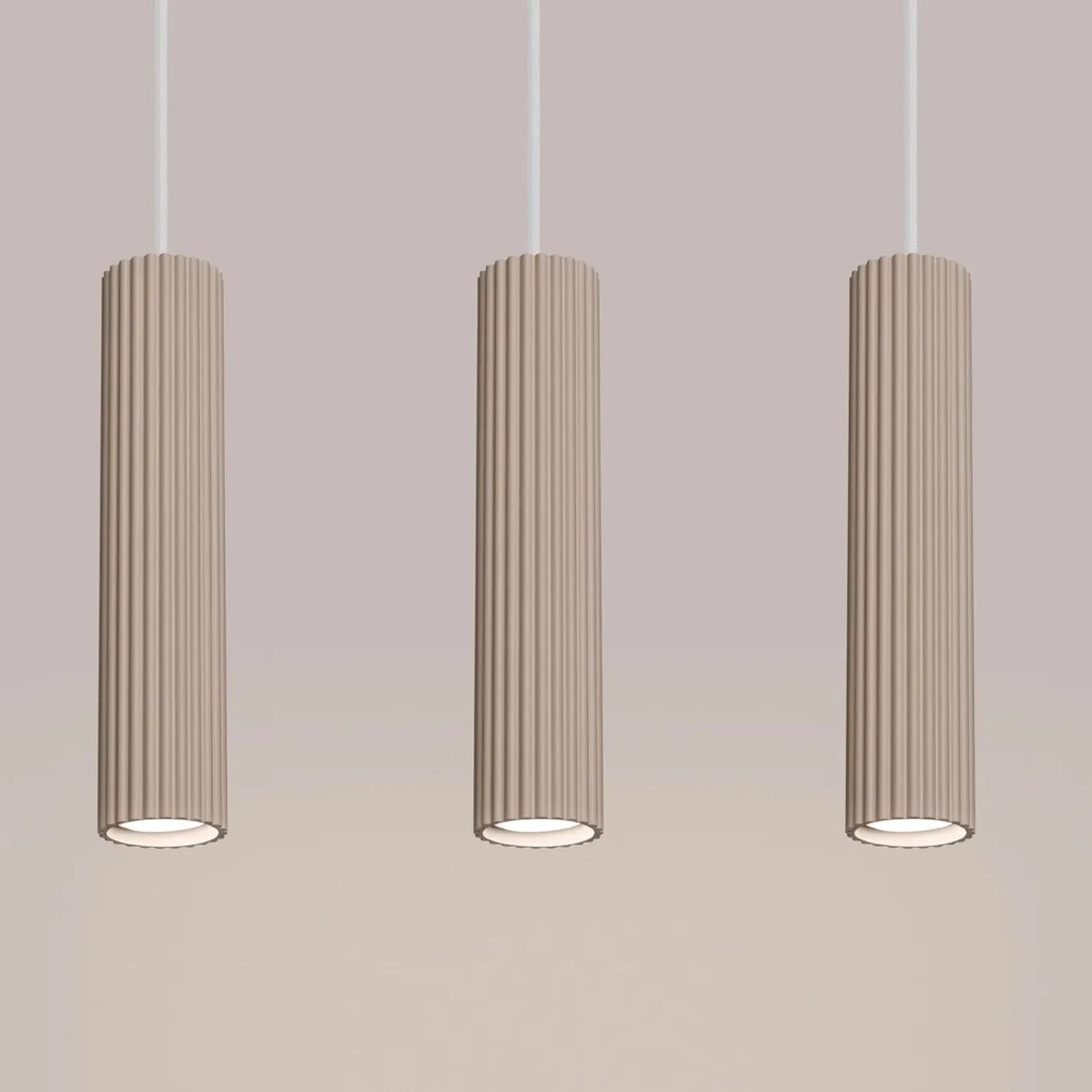 Lampa wisząca KARBON 3L taupe ryflowana SOLLUX LIGHTING