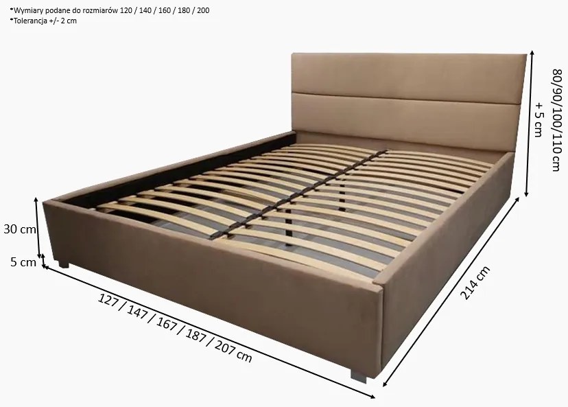 Łóżko sypialniane MONACO SLIM - 160x200