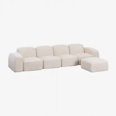 Bastian 4-częściowa Modułowa Sofa I Pufa Gruba Biała Szenila - Sklum