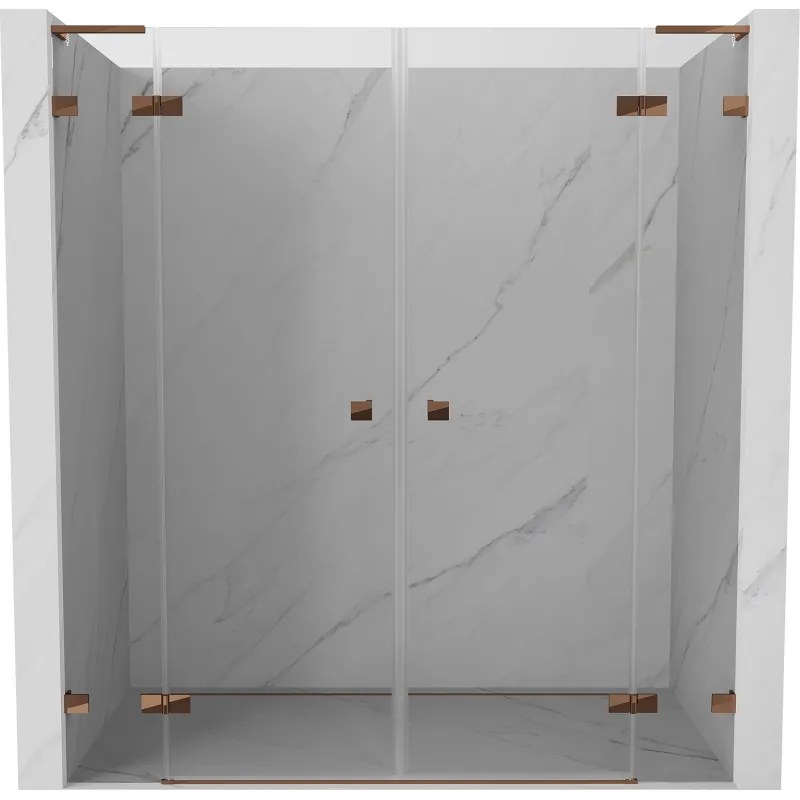 Mexen Lunar L Duo drzwi prysznicowe uchylne 170 cm, transparent, różowe złoto - 834DL-170-000-60-00