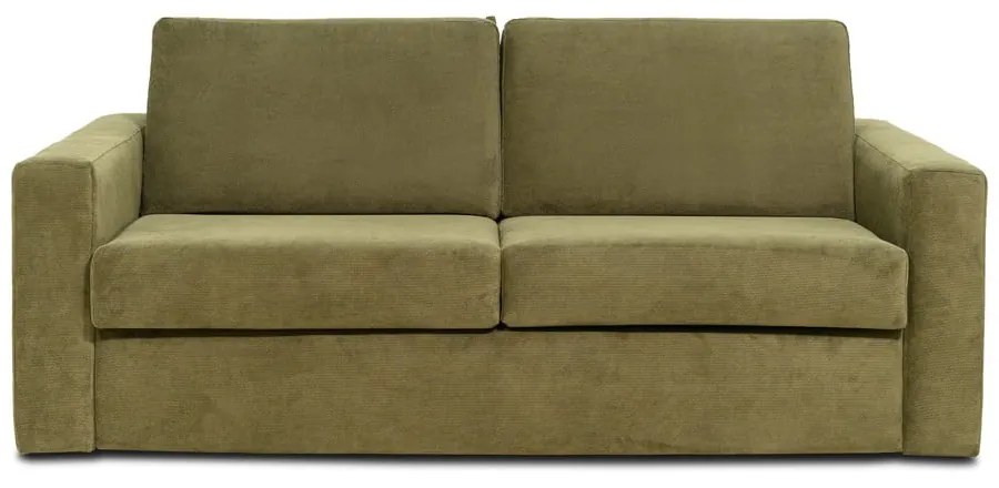 Sztruksowa sofa rozkładana w kolorze khaki Scandic Elbeko