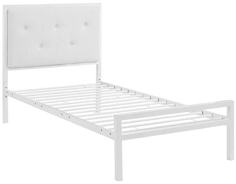 Metalowa rama łóżka Hanna ze stelażem w prezencie, dostępne w kilku wymiarach i kolorach-90x200 cm-owa-biała