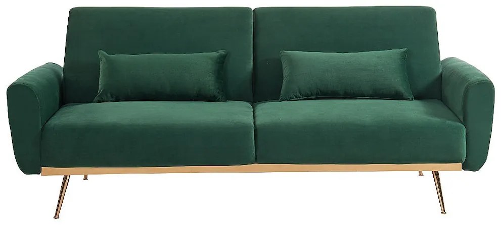 3-osobowa kanapa z funkcją spania rozkładana z weluru LAUNEI - Kolor zielony