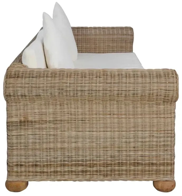 Brązowa 3-osobowa sofa z rattanu - Asha