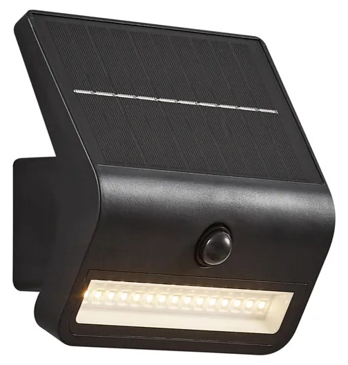 Zewnetrzna Zewnętrzna lampa ścienna czarna z LED IP54 z czujnikiem ruchu solarna - Floody Nowoczesny Oswietlenie zewnetrzne