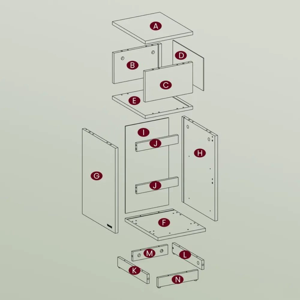 Szafka nocna ROBIN, 30x25x65cm, biała Vasagle