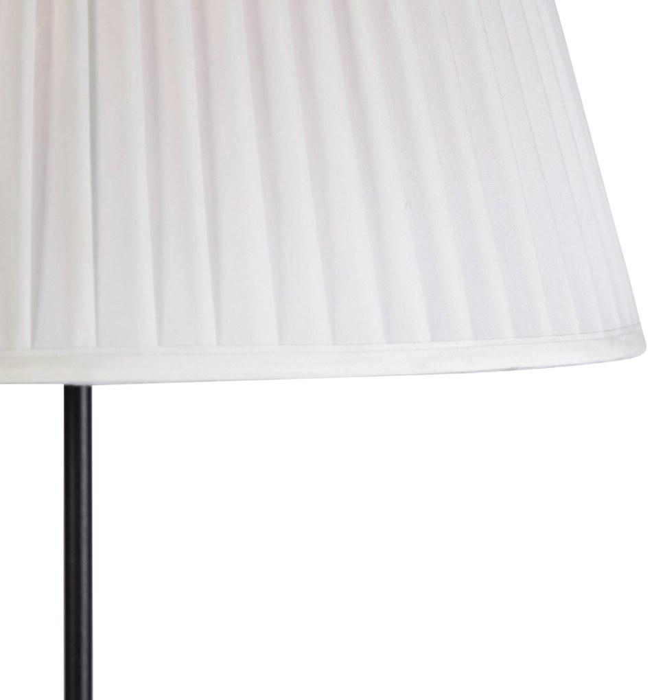 Lampa stojąca czarna z plisowanym abażurem kremowym 45 cm regulowana - ParteWiejski/ Rustykalny / Vintage Oswietlenie wewnetrzne
