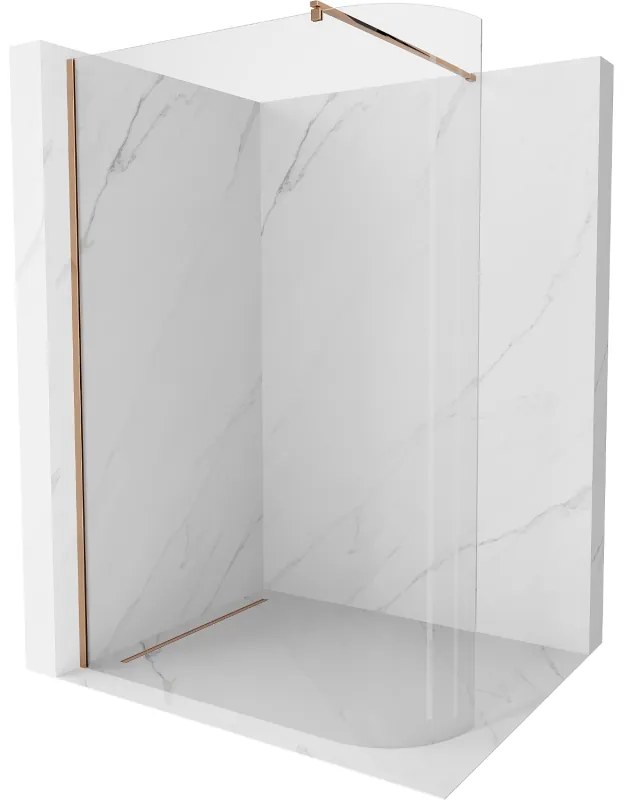 Mexen Kioto ścianka prysznicowa zaokrąglona Walk-in 160 x 200 cm, transparent 8 mm, różowe złoto - 800-160-101-60-06