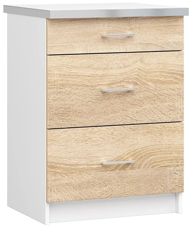 Dolna Szafka Kuchenna Z Szufladami 60 Cm Dąb Sonoma H2-E34