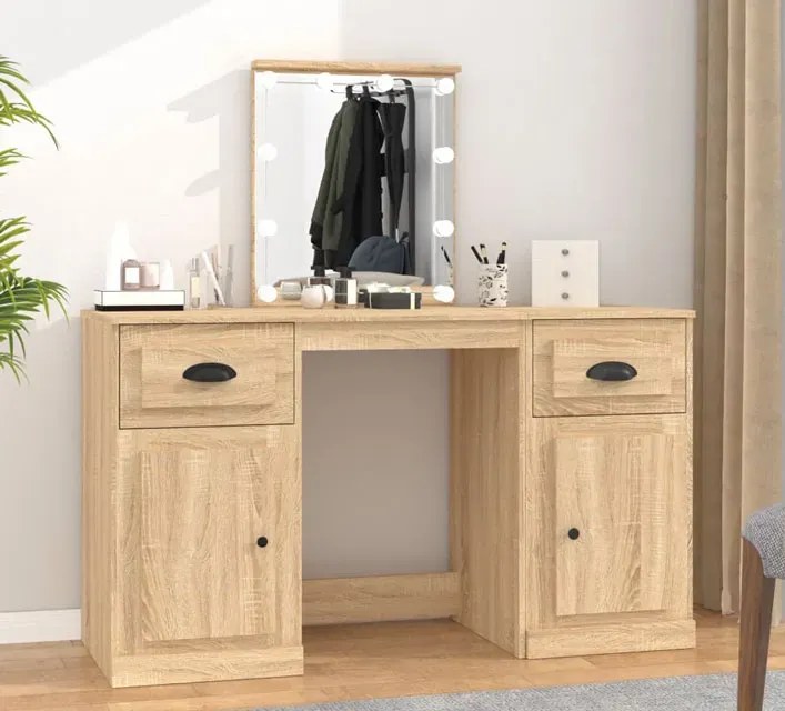 Duża toaletka do makijażu podświetlana dąb sonoma E1-N55