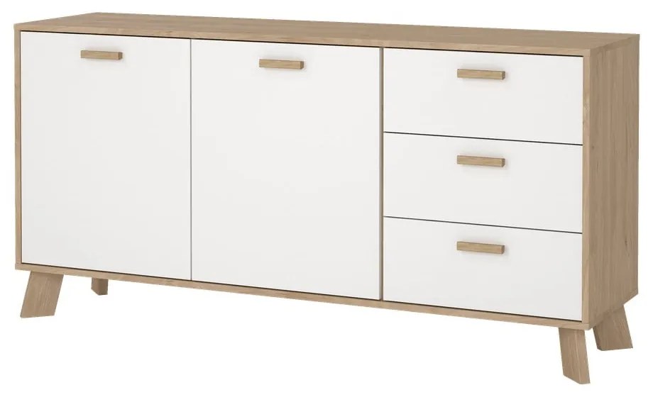 Biało-naturalna komoda w dekorze dębu 147x73x39 cm Ikast – Tvilum