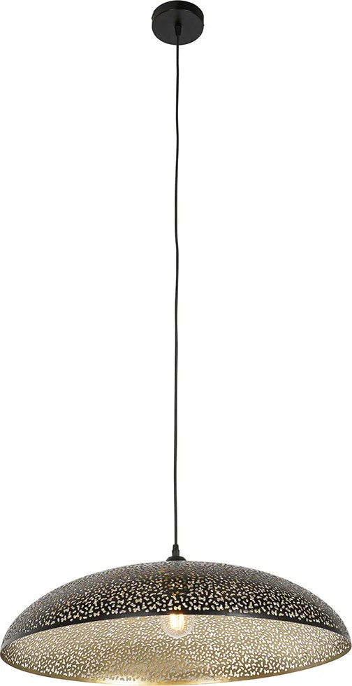 Orientalna lampa wisząca czarna ze złotem 60 cm - Japke